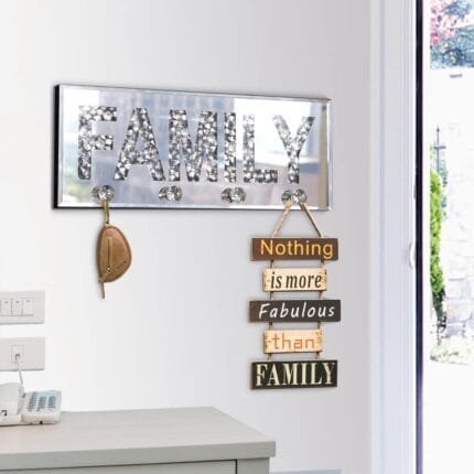 Crush Diamond Mirrored FAMILY Letter Plaque Sign for Wall Decor