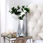 Crushed Diamond Flower Mirror Vase Silver Crystal Glass