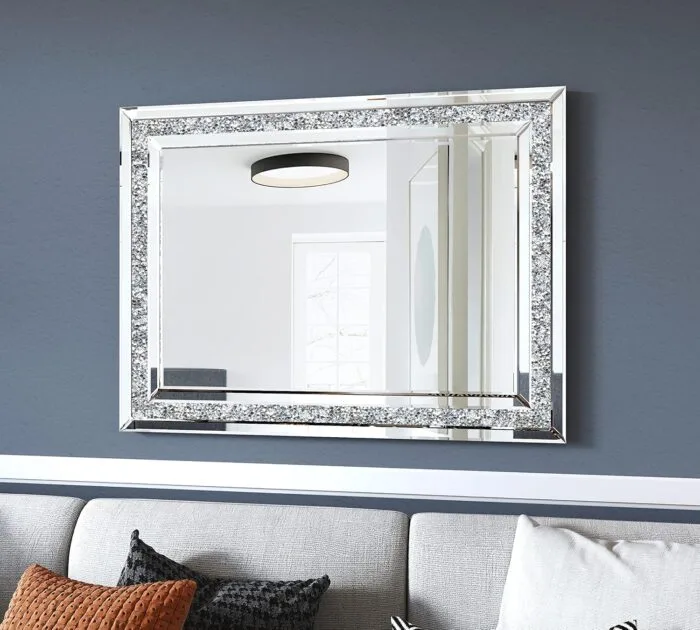 Decorative Crystal Mirrors for Wall Decor Living Room Silver Luxury Modern Mirrored Home Decoration