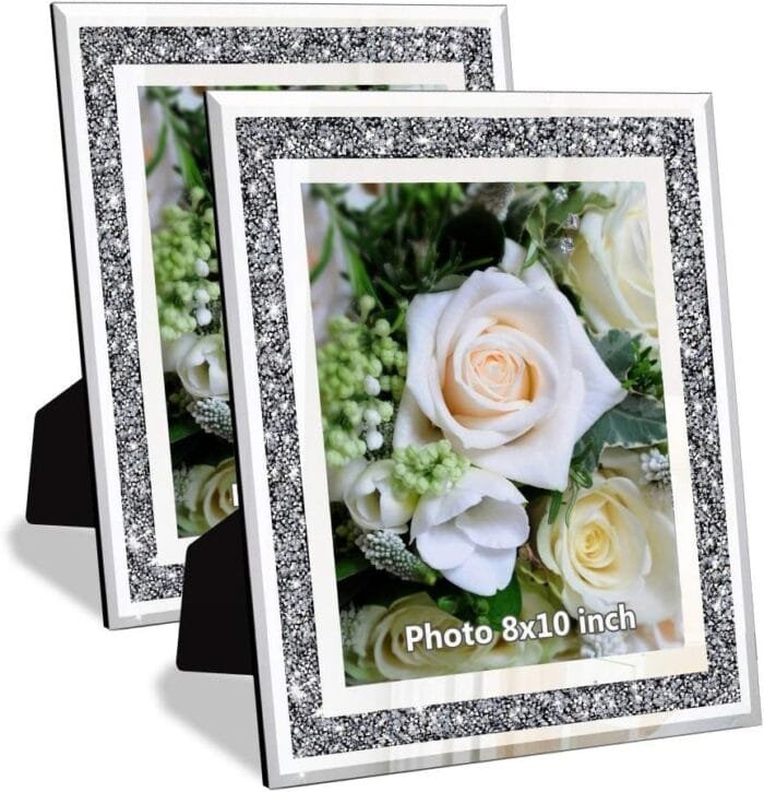 Diamond Crushed Wedding Mirror Photo Frame