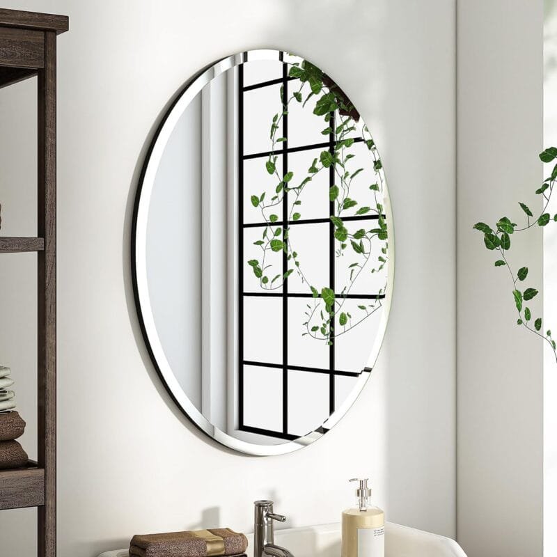 Oval Shape With Side Curved Crystal Clear Mirror