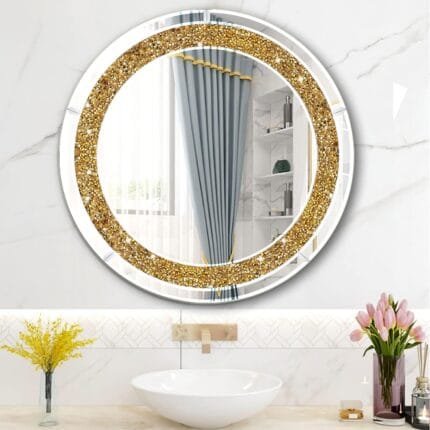 Round Crystal Rhinestone Diamond Wall Mirror