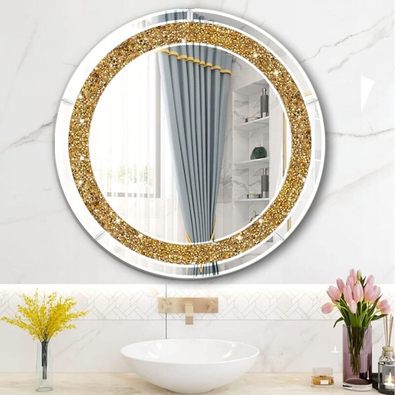 Round Crystal Rhinestone Diamond Wall Mirror