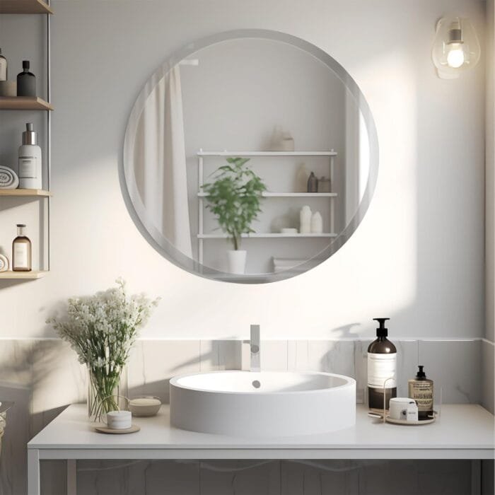 Round Shape With Side Curved Crystal Clear Mirror