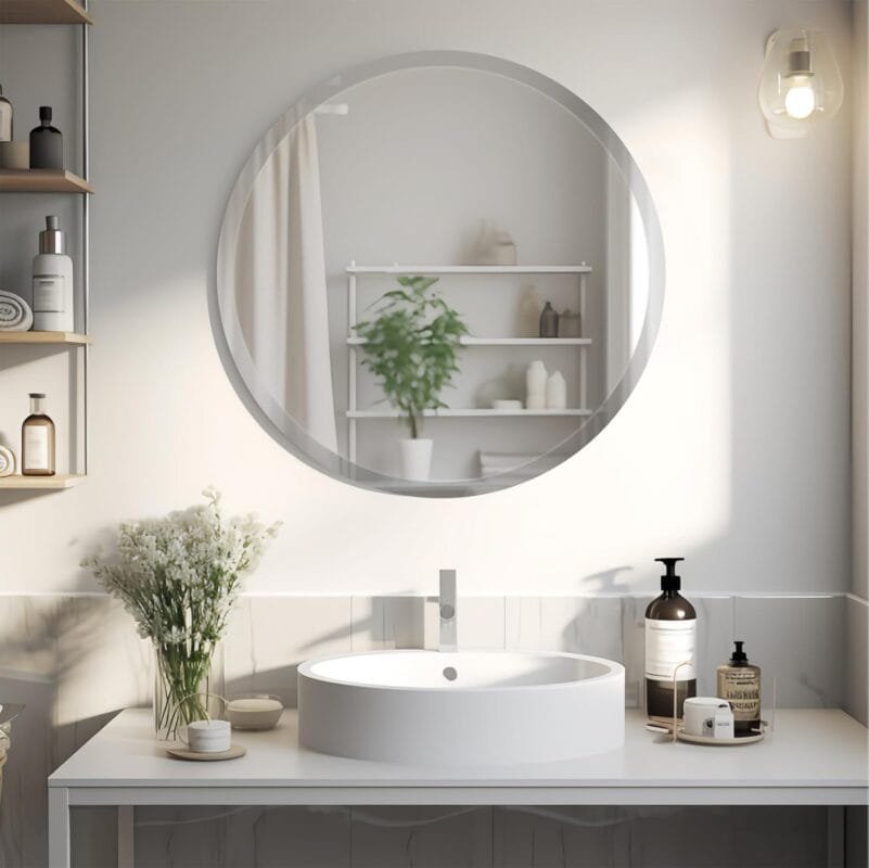 Round Shape With Side Curved Crystal Clear Mirror